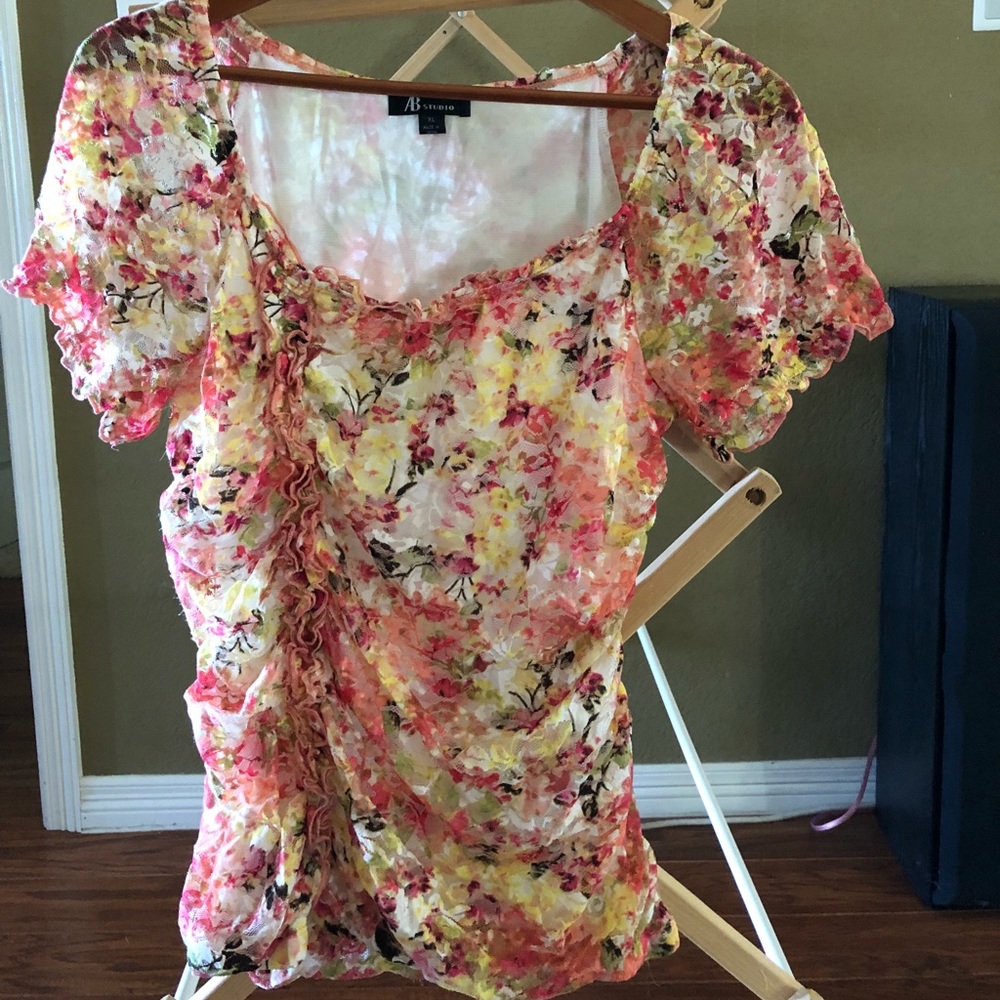 AB Studio floral lace top.